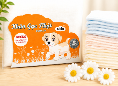 Khăn sữa gạc nhật CUNCON 4 lớp (25x28cm, 10 cái