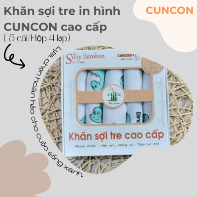 Khăn sữa sợi tre cao cấp CUNCON, (5 cái/hộp)