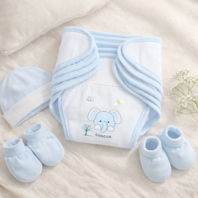 Tã vải sơ sinh dán CUNCON (Set 5 tả, Trắng in hình nhiều họa tiết)