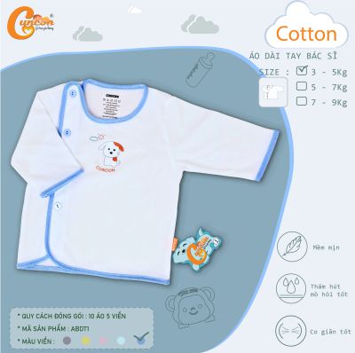 Áo sơ sinh cài bác sỹ tay dài CUNCON (Nhiều họa tiết)