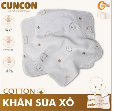 Khăn sữa xô cao cấp CUNCON, (5 cái/hộp)