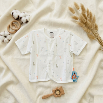 Áo sơ sinh họa tiết cổ tim tay ngắn CUNCON (Nhiều họa tiết)